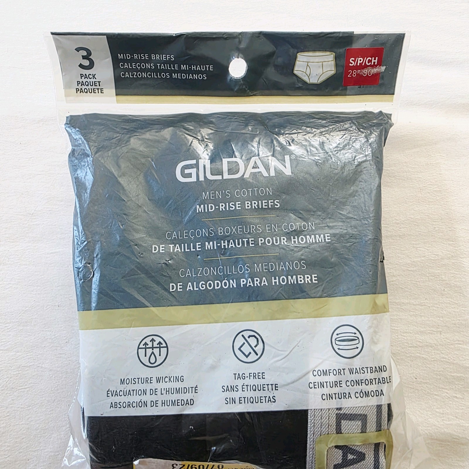 GILDEN MENS COTTON BRIEFS UNDERWEAR MID-RISE 3 PAIR SIZE SMALL 28″-30″