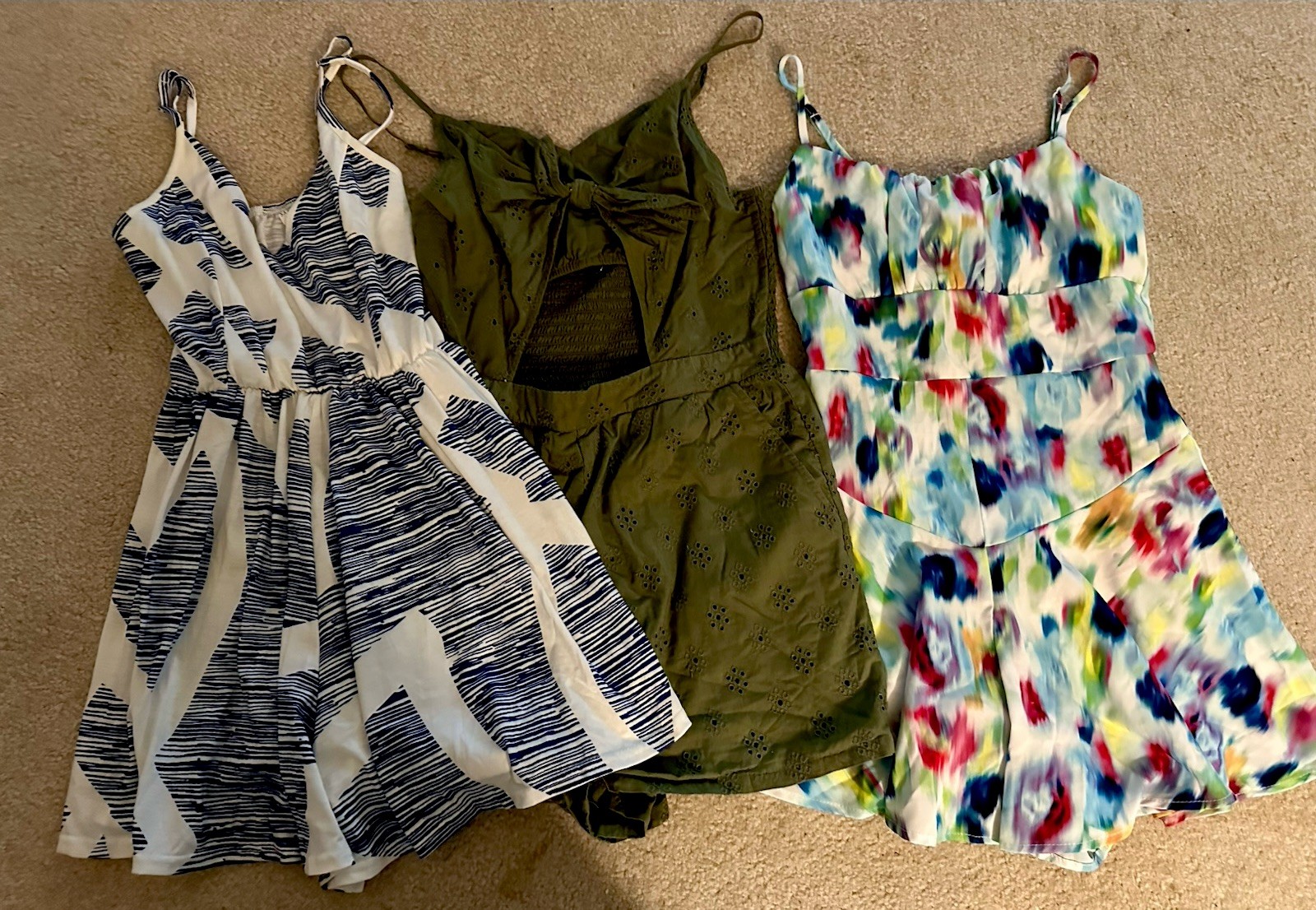 Aerie/Shein Lot of 3 XS Women’s Rompers- fun & flirty solid & patterned- So Cute