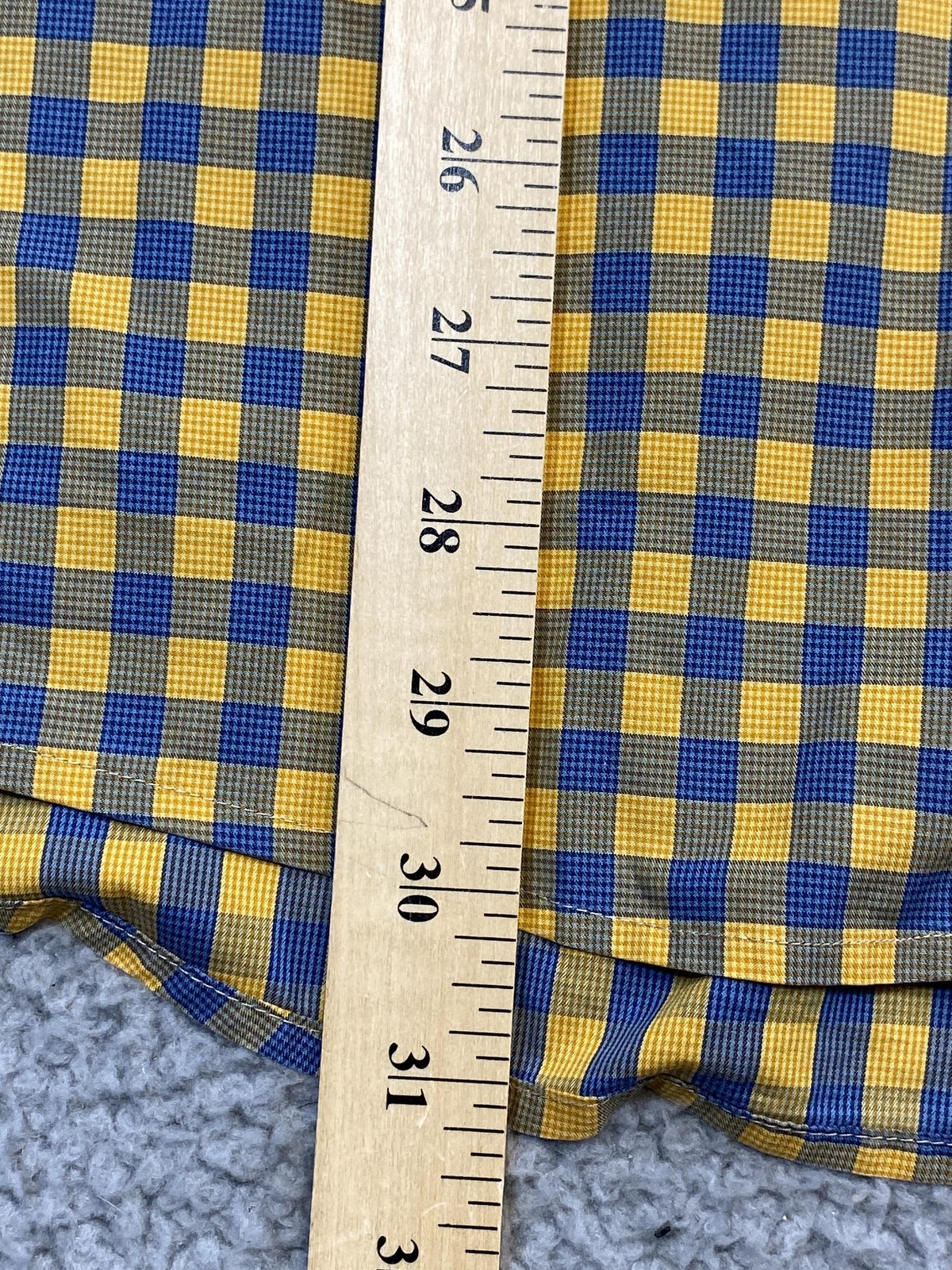 Eton Shirt Mens 16 41 Yellow Blue Gingham Slim Fit Dress 24.5 in Sleeve Cotton