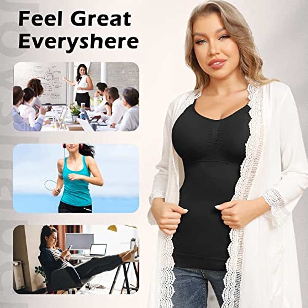 Women Shapewear Camisoles With Built in Bra Tummy Control Tank Tops Body Shaper