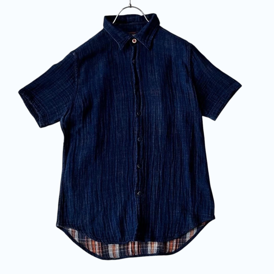 45R 45rpm Cotton Indigo Dyed Double Gauze Shirt Size 3 Made In Japan
