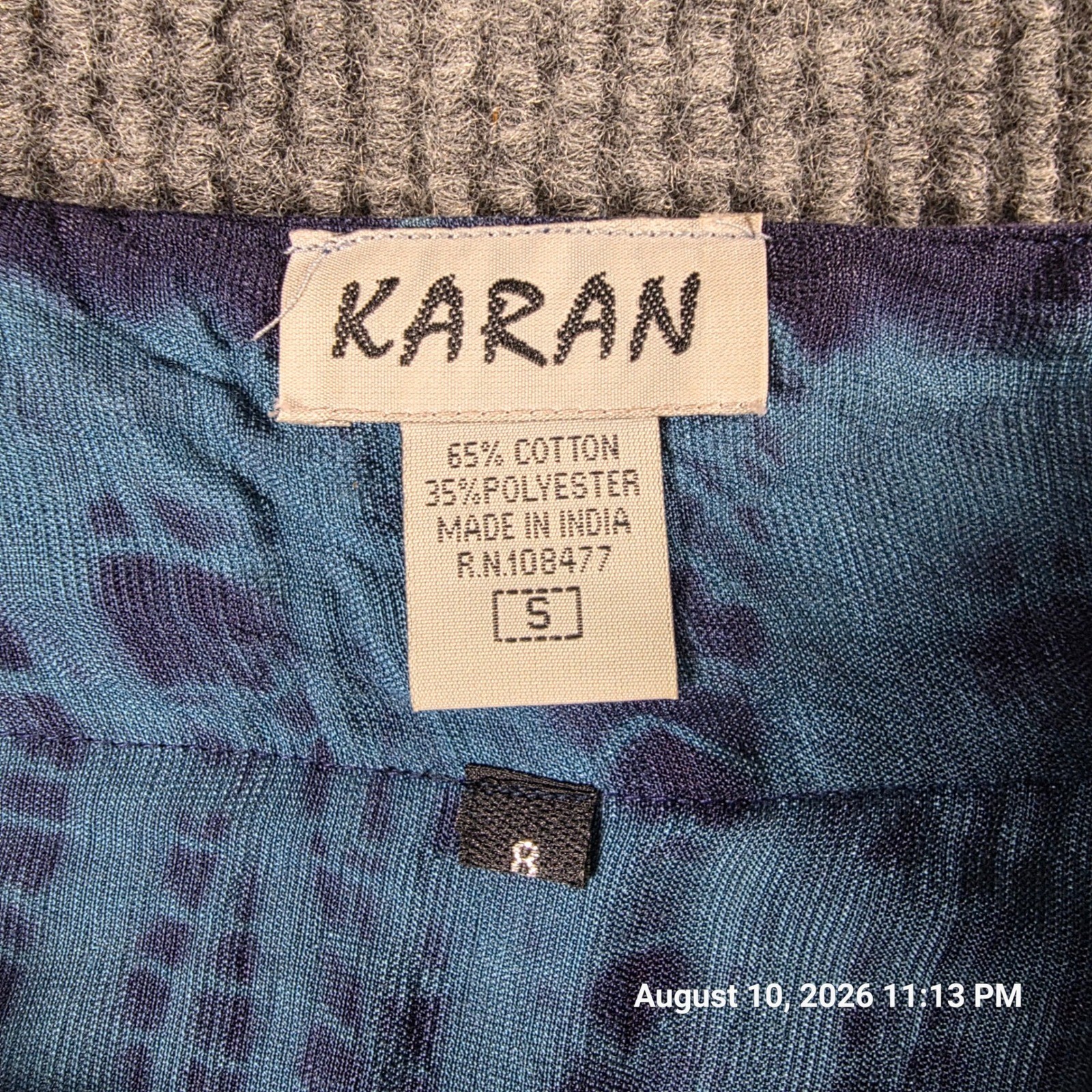 Karan Boho Velvet Tie Dye Maxi Skirt Blue Purple Mirror Sequin Embellished S
