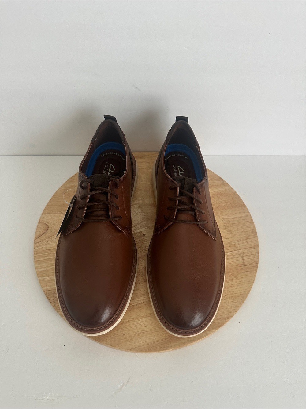 Clarks Brantin Plain Mens Round Closed Toe Oxford Shoes, Tan Sz 10.5M a1785