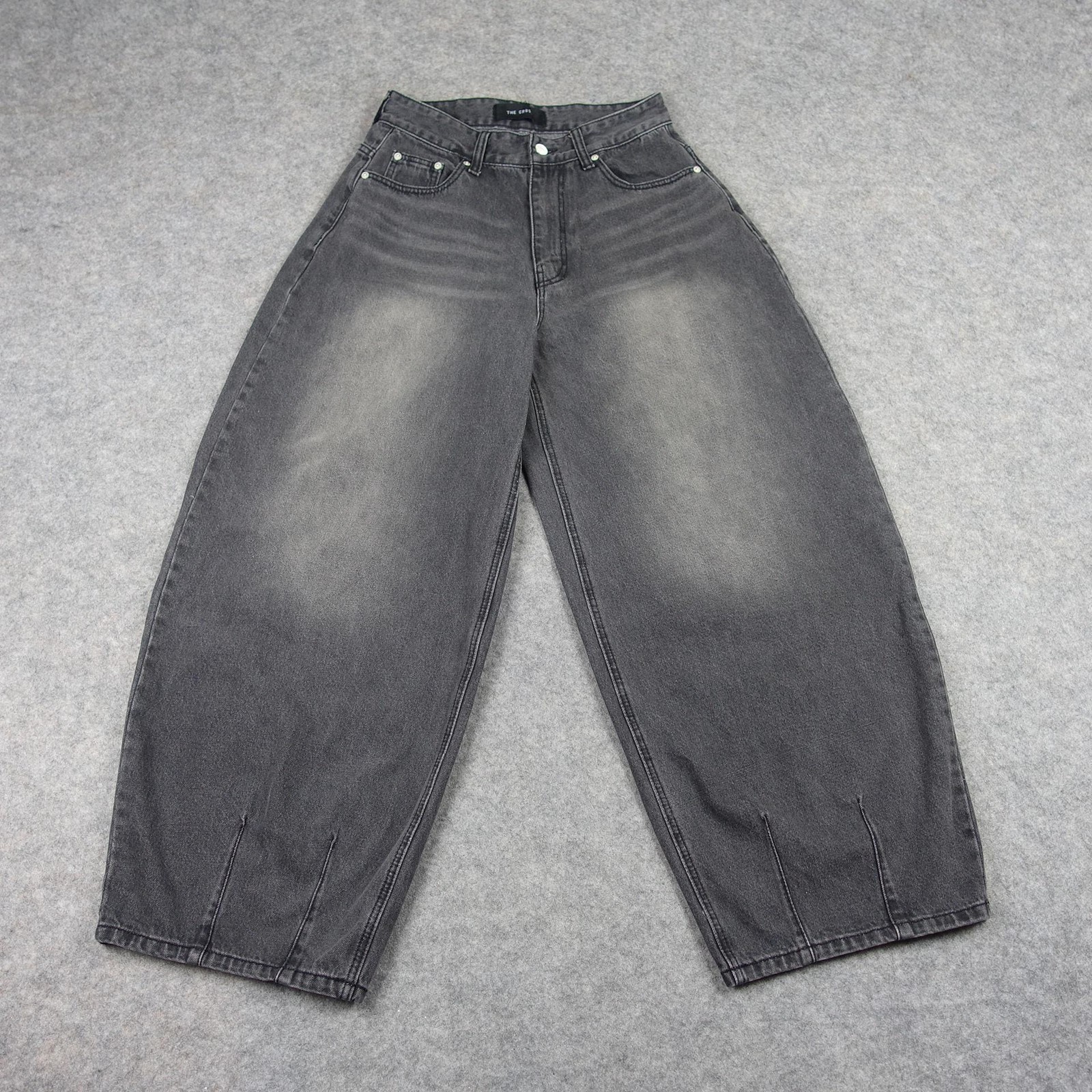 The Cross Jeans Womens Small Gray Charcoal Wash High Rise Wide Leg Denim Baggy