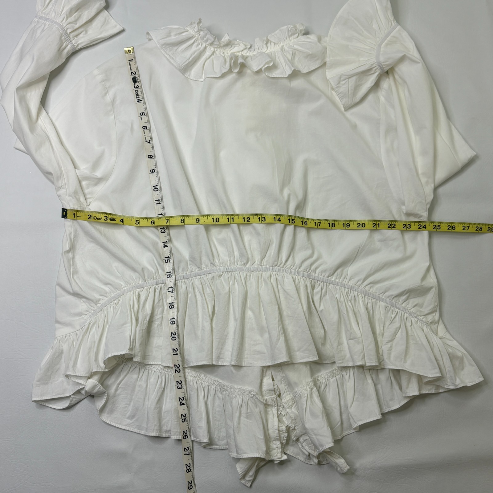 A RARE BIRD Ruffle Blouse Top One Size 100% Cotton White Boho Artsy Romantic