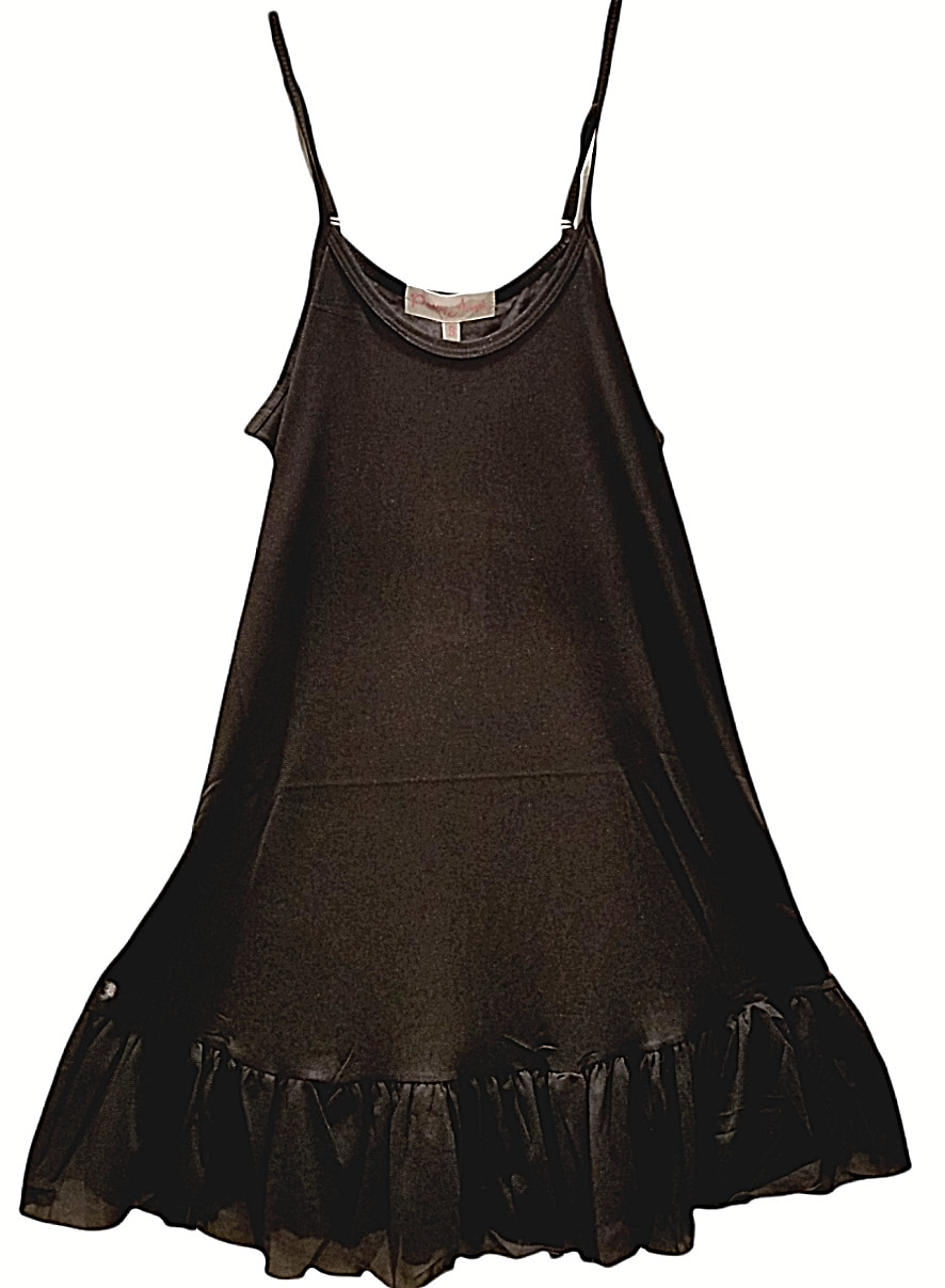 Pretty Angel Layering Tunic Tank Womens Small Black Extender Top Ruffled New