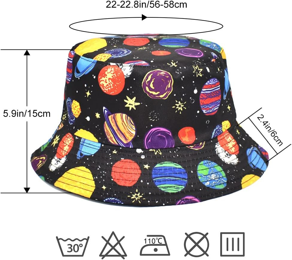 Unisex Bucket Hat Beach Sun Hat Aesthetic Fishing Hat for Men Women Teens, Rever