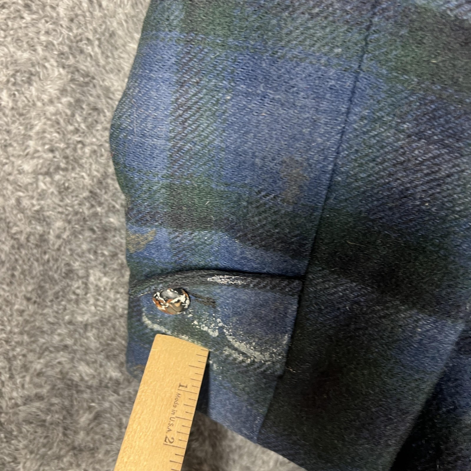 Vintage Pendleton Coat Mens 38 Blue Plaid Wool Overcoat Fur Trim Quilted 70s