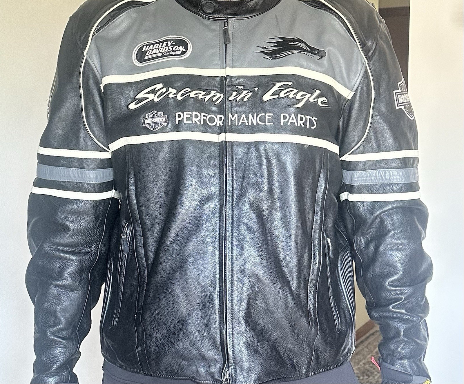 Harley Davidson Screaming Eagle Black Leather Jacket Men’s 3XL Vintage original