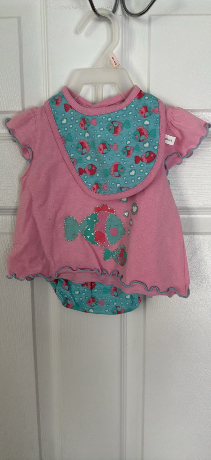NWT Starting Out Baby Girls Pink Fish Summer 3 pc. outfit size 6/9 months