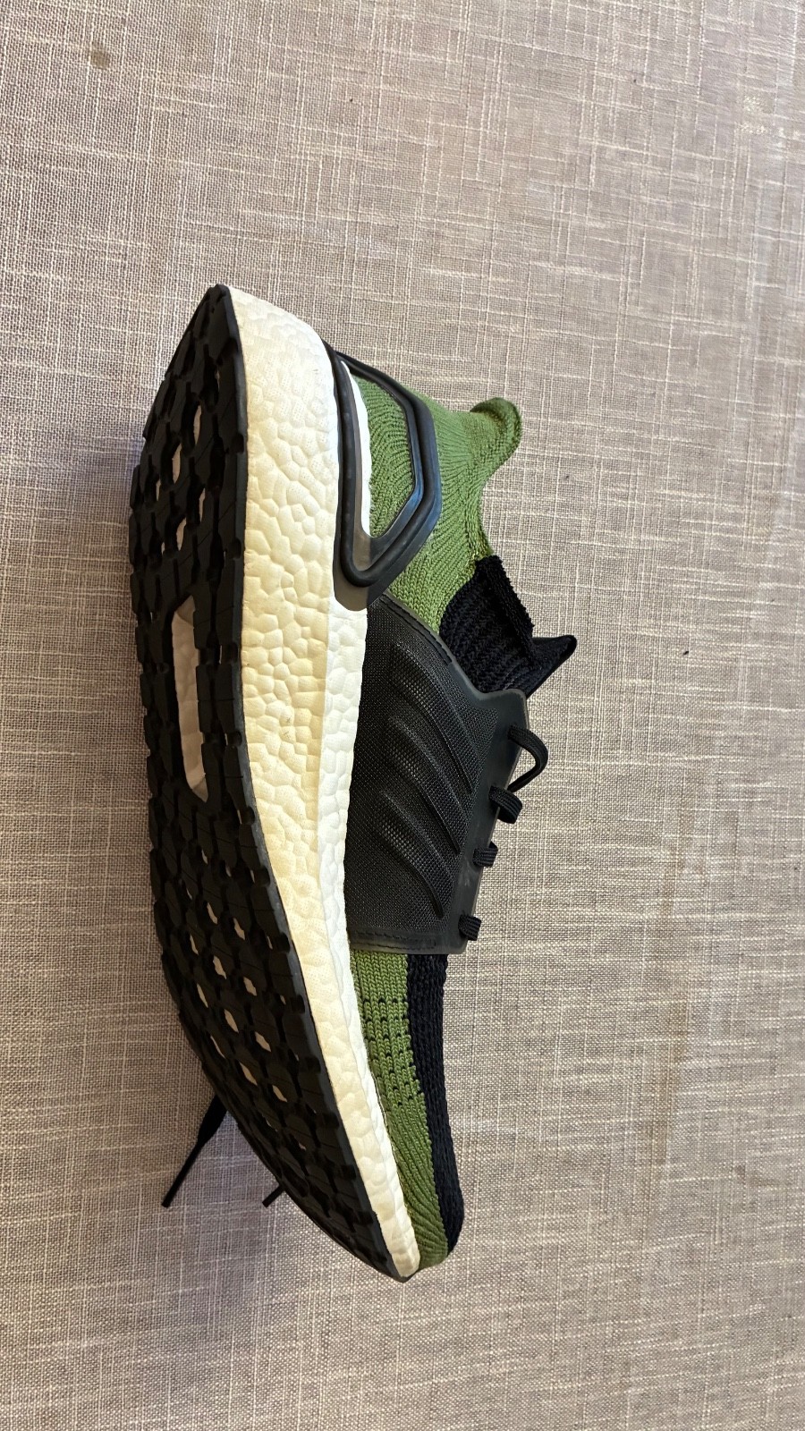 Size 12 – Men’s adidas UltraBoost 19 Black Tech Olive Green (Used – Good)