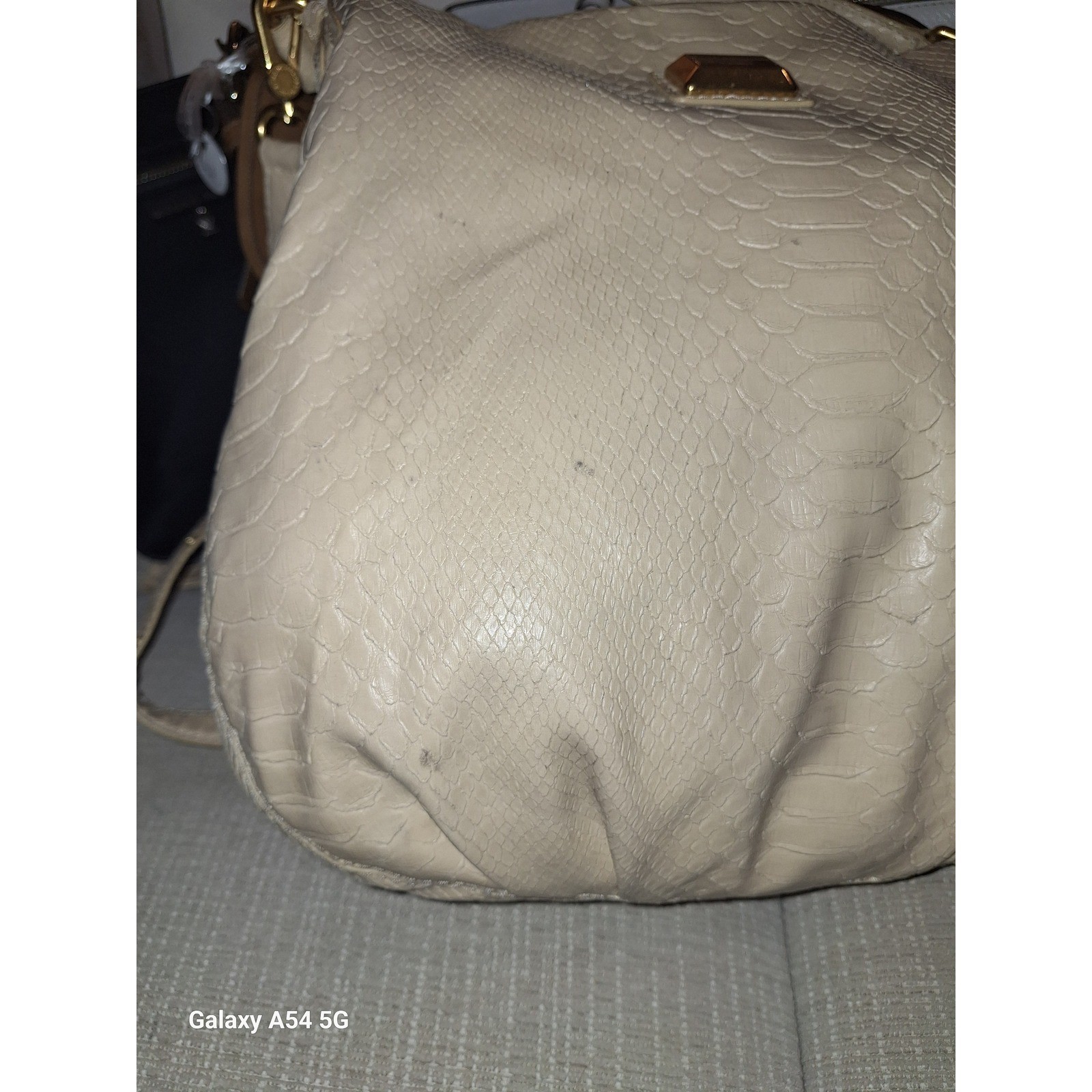 29.Marc by Marc Jacobs Cream Snakeskin Embossed Leather Hobo Bag Crossbody