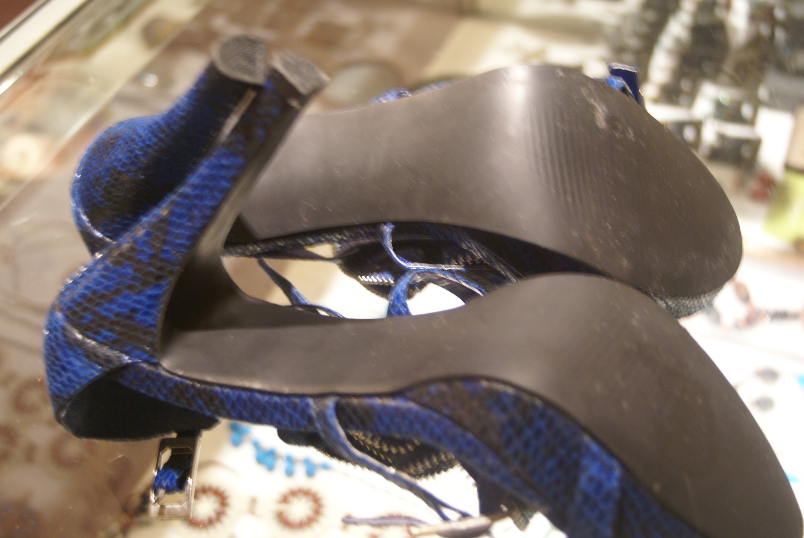 Nadara blue synthetic strappy high (3in and up) heel sandals size 8.5 B