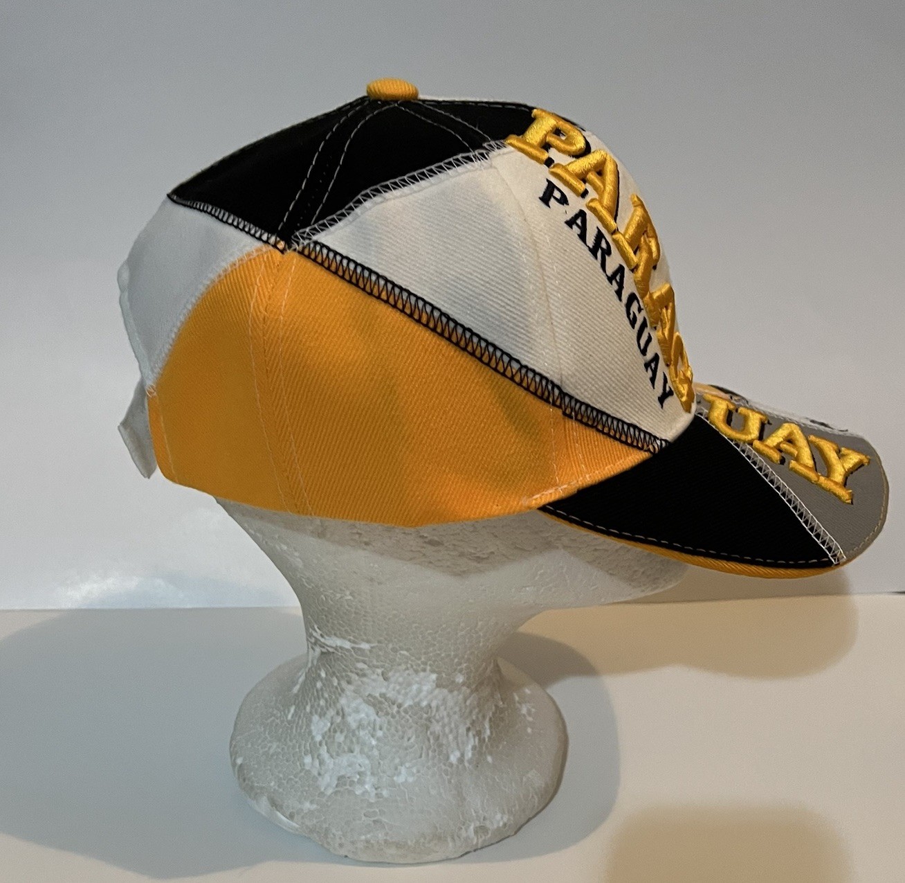 Paraguay Cap Hat Adult Adjustable White Yellow Gray Black NWT