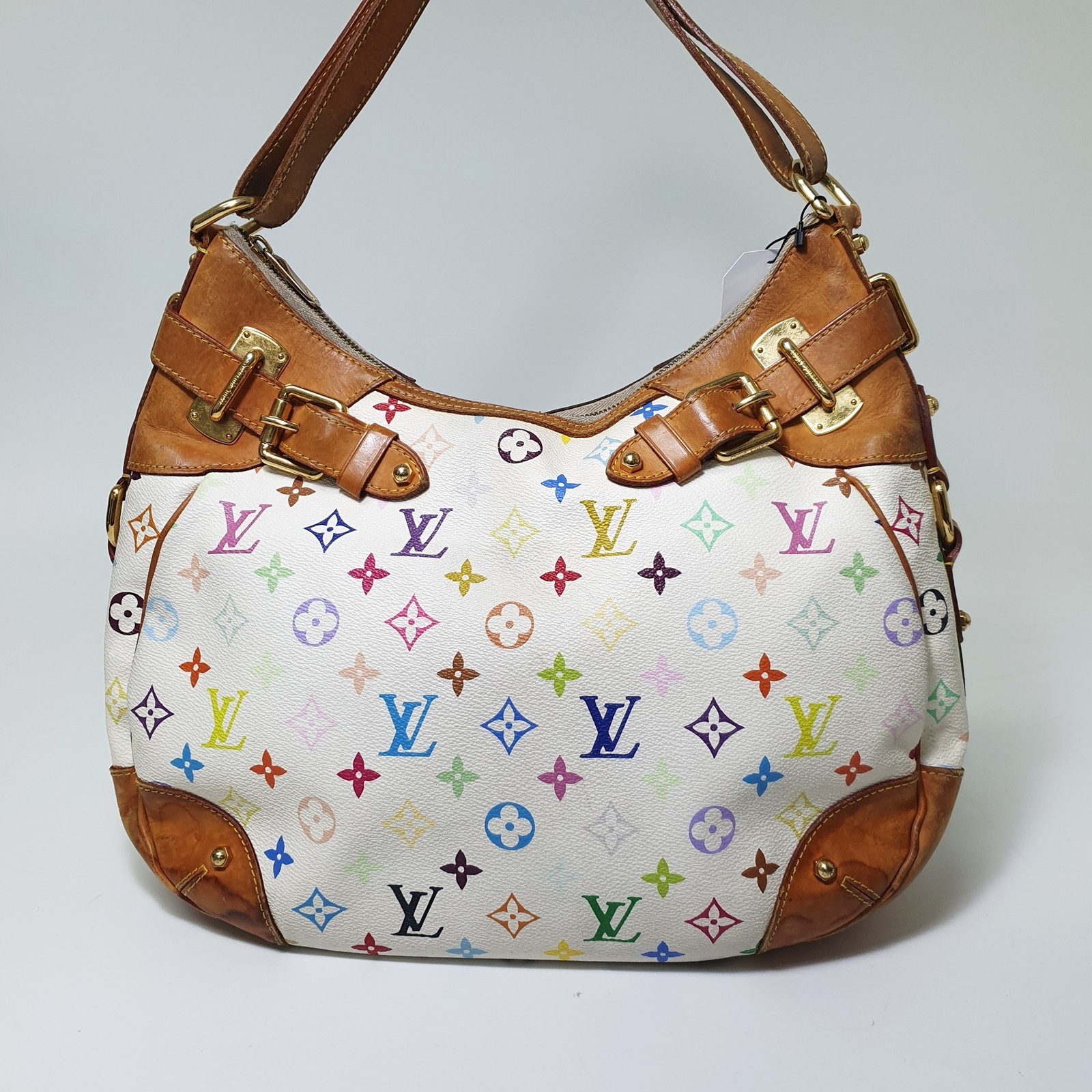 NO TARIFF Authentic Louis Vuitton Greta Monogram Multicolor Blanc M40195 CLA764