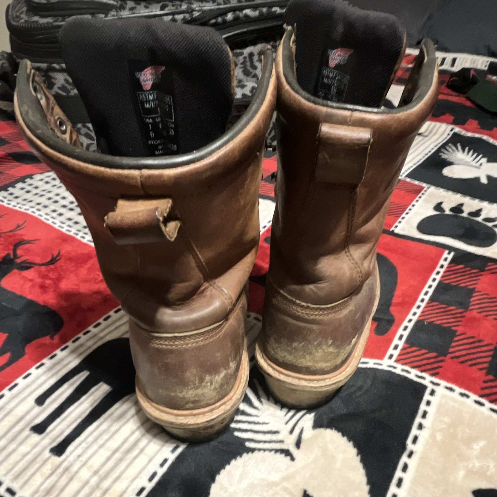 Red Wing Shoes Men’s Brown Leather Steel Toe Lace-Up Work Boots US 7 D