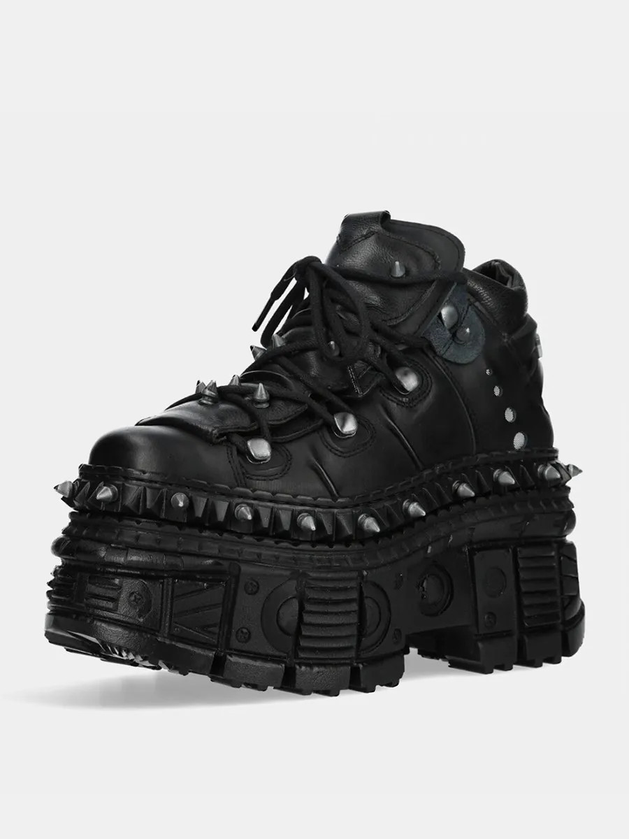 Punk Style Men’s Couple Heel Height Platform Shoes Gothic Ankle Rock Boots Black