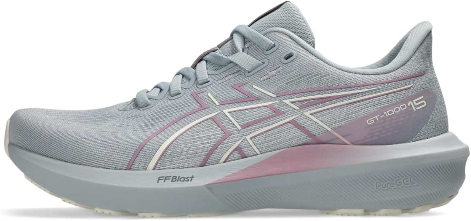 ASICS Women’s GT-1000 15 Running Shoes – Piedmont Grey/Taro Purple – 8.5 Wide