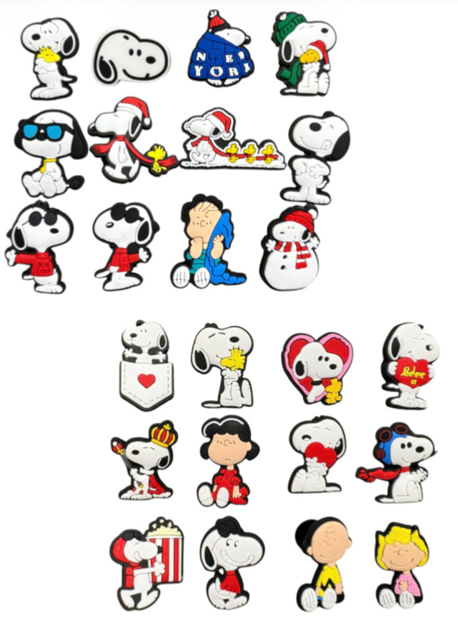 12pc SNOOPY & PEANUTS GANG Croc Shoe Charms Charlie Brown Valentines, Christmas