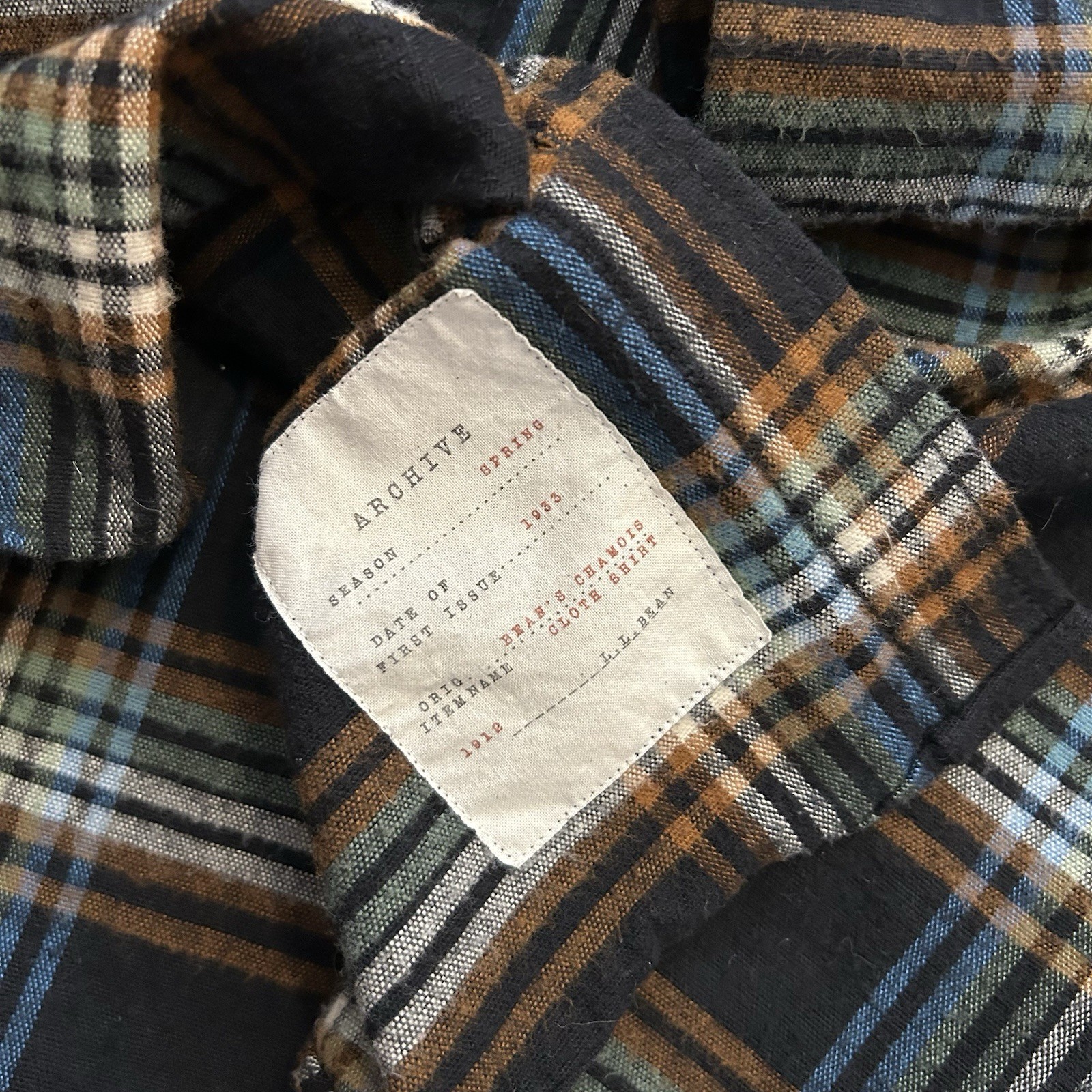 Ll Bean Signature Archive 1933 Chamois Cloth Plaid Button Up Shirt Medium