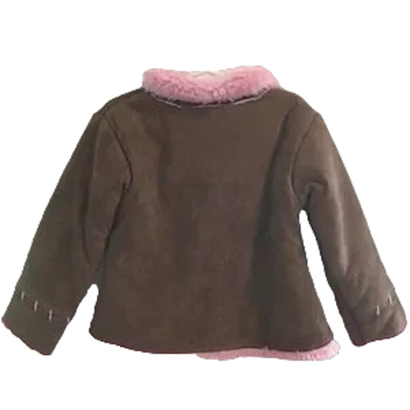 NANETTE LEPORE Floral Embroidered Sherpa Lined Jacket in Brown & Pink GIRLS 5