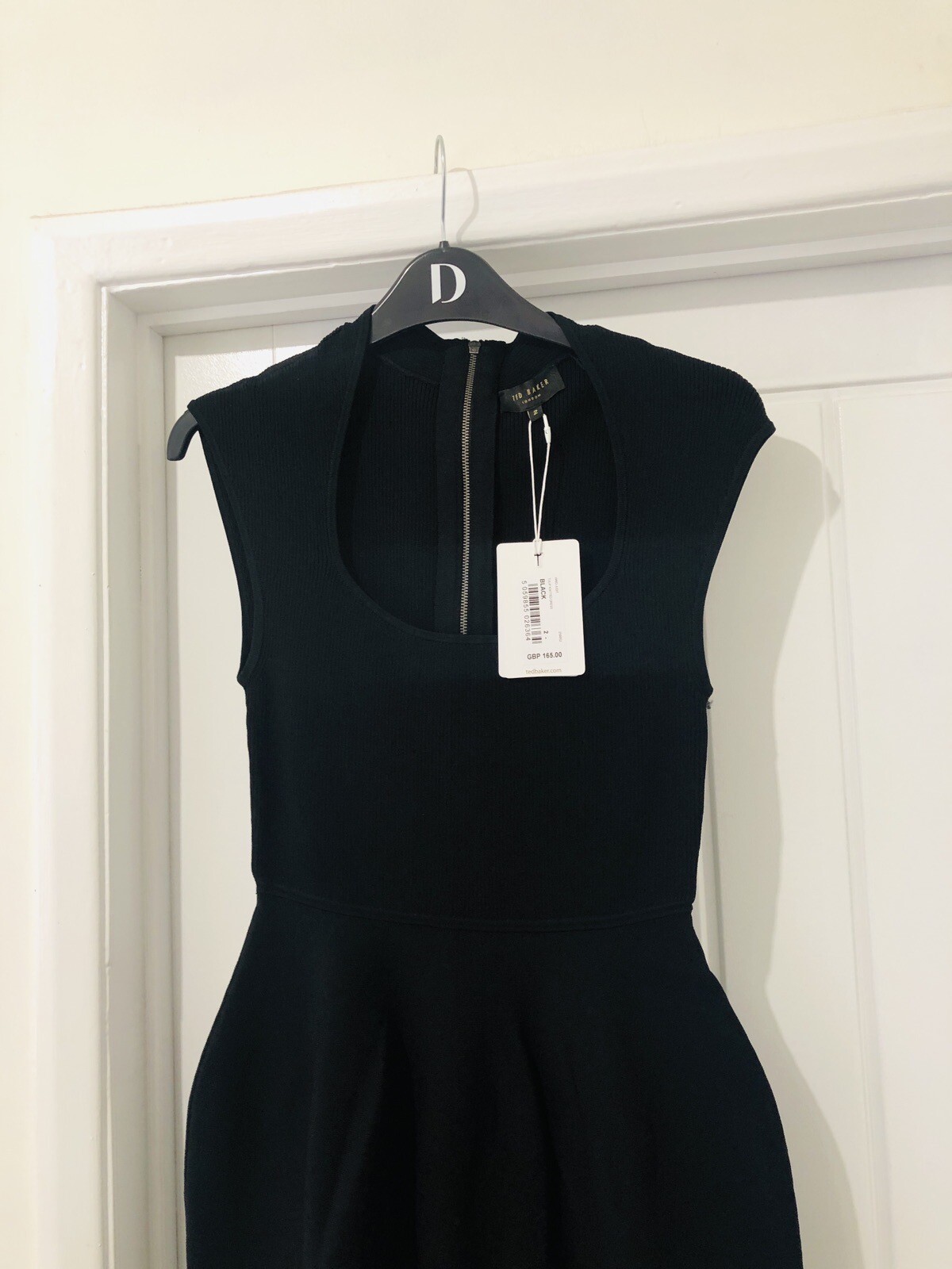 £165 TED BAKER Judit tulip skirt bodycon wiggle dress knit cocktail LBD 2 Uk 10