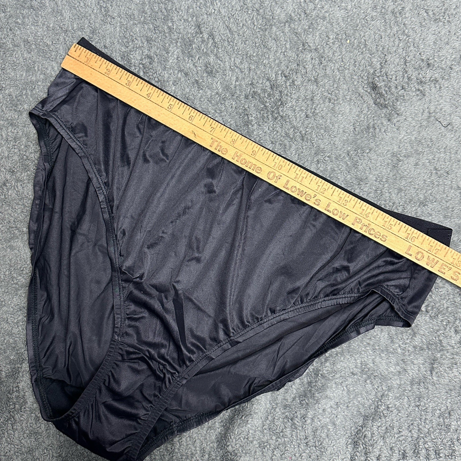 3 Pair Vintage Bali 24602 Black Nylon Satin High Cut Bikini Brief Panties Sz 13