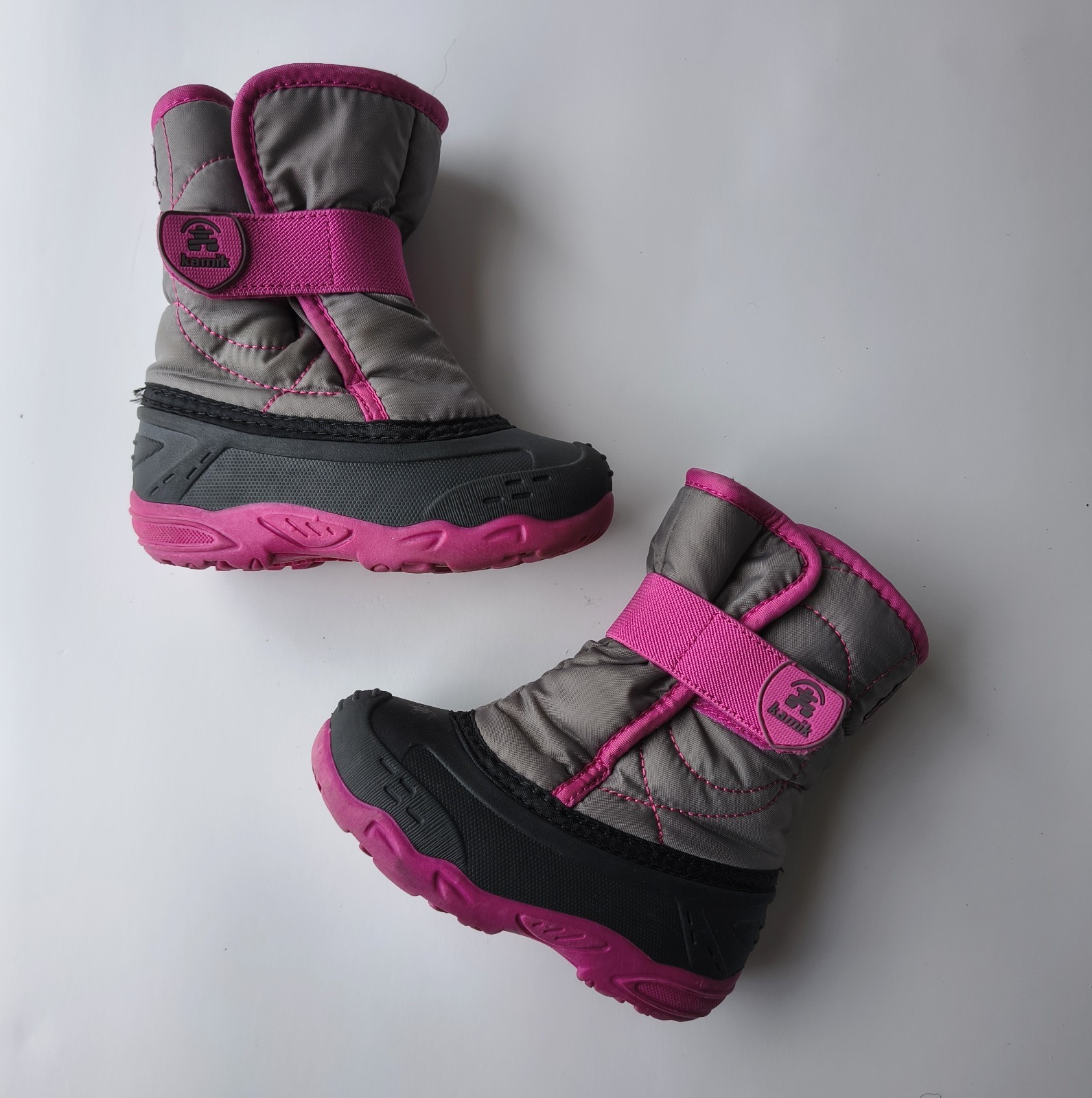 Kamik Snowbug 5 Toddler Winter Boots Size 9/26 Gray/Pink Waterproof Insulated