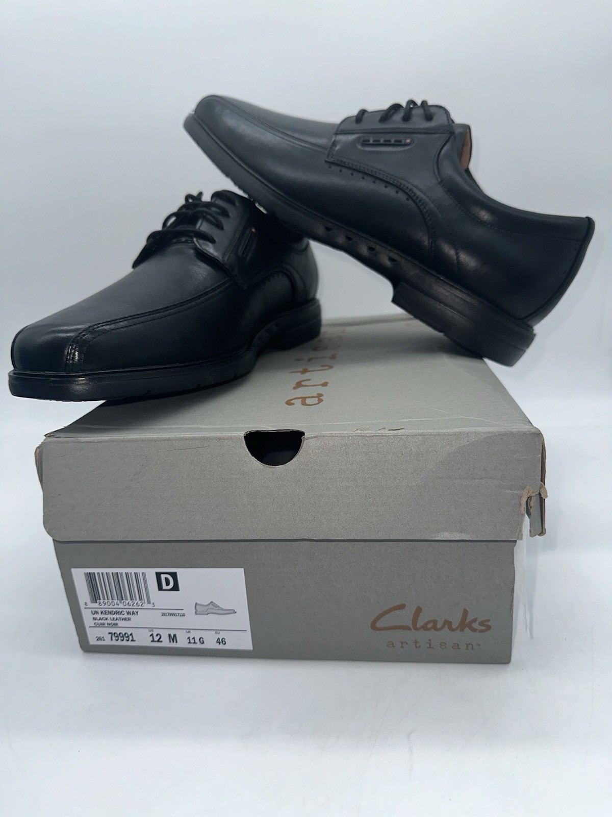 Clarks Men’s Un Kendric Way Black Leather 26179991 Size 12 M