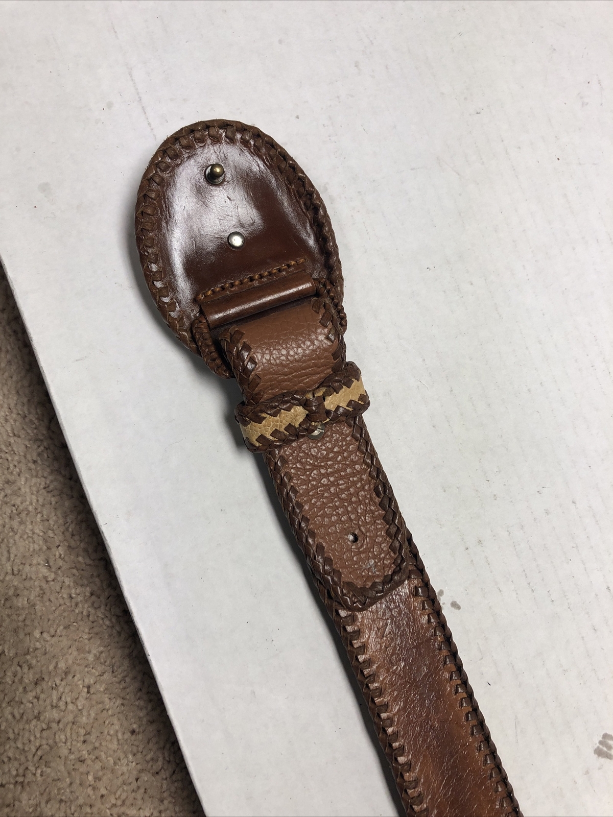 THE DIVINE TRIBE NYC OSTRICH BUCKLE WITH LEATHER BELT Size M 40 INCH