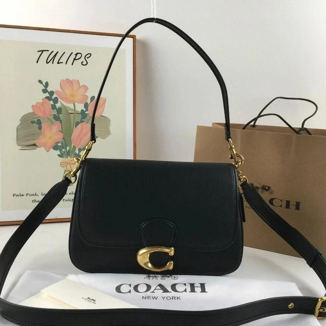 New Coach C4823 Black Leather Soft Tabby Shoulder Bag Crossbody Outlet Handbag !