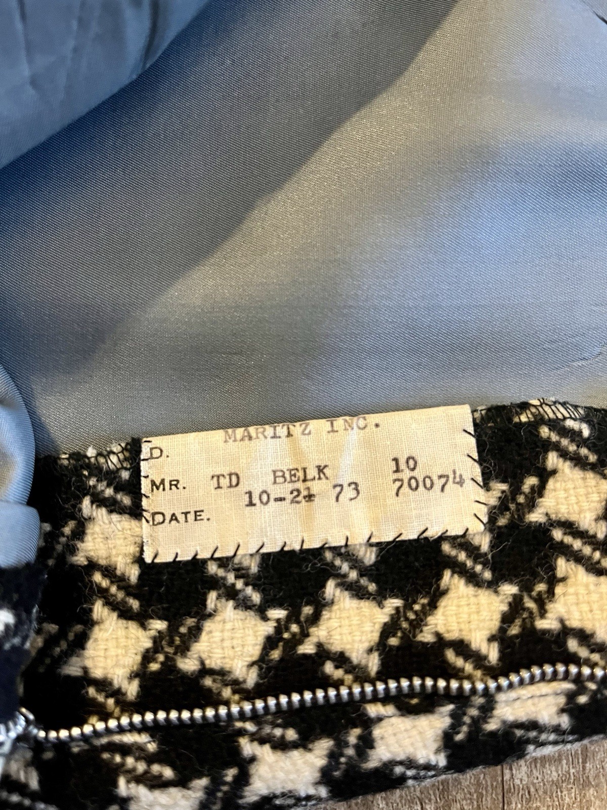 Vintage 1973 Houndstooth Maxi Skirt 38” Length Union Made Special Order TD Belk