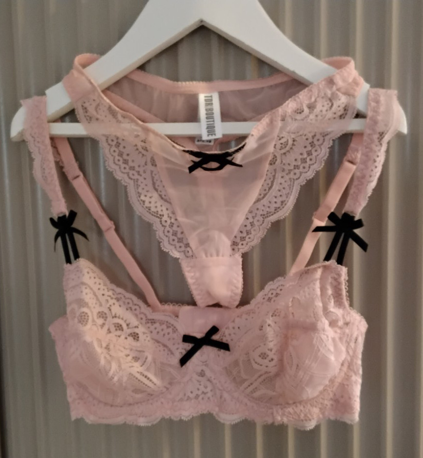 TDR BOUTIQUE None Padded Lace Balconette Bra & thong set Pink SZ EUR 70E UK32DD