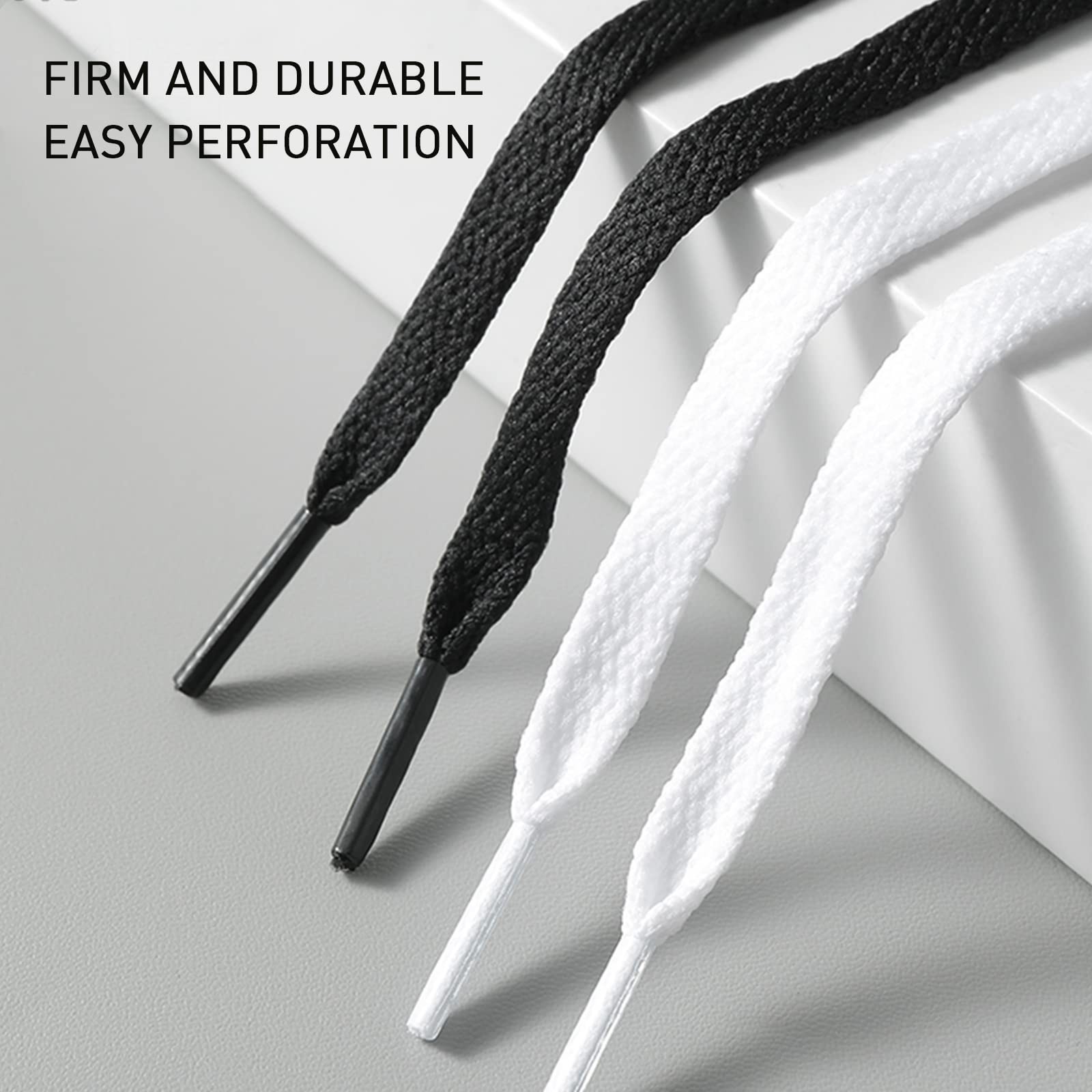 NDTEZUGT 2 Pair Flat Shoelaces 36″-72″ Length Replacement Laces 54Inch, Black