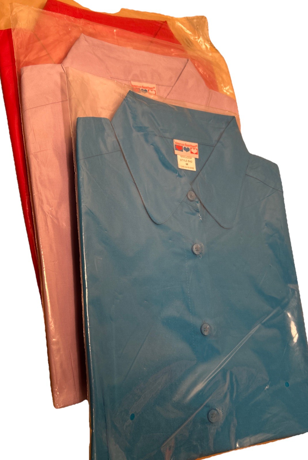 3 New American Sweetheart Button Up Collared Shirt Purple Blue Red Style B4D Med