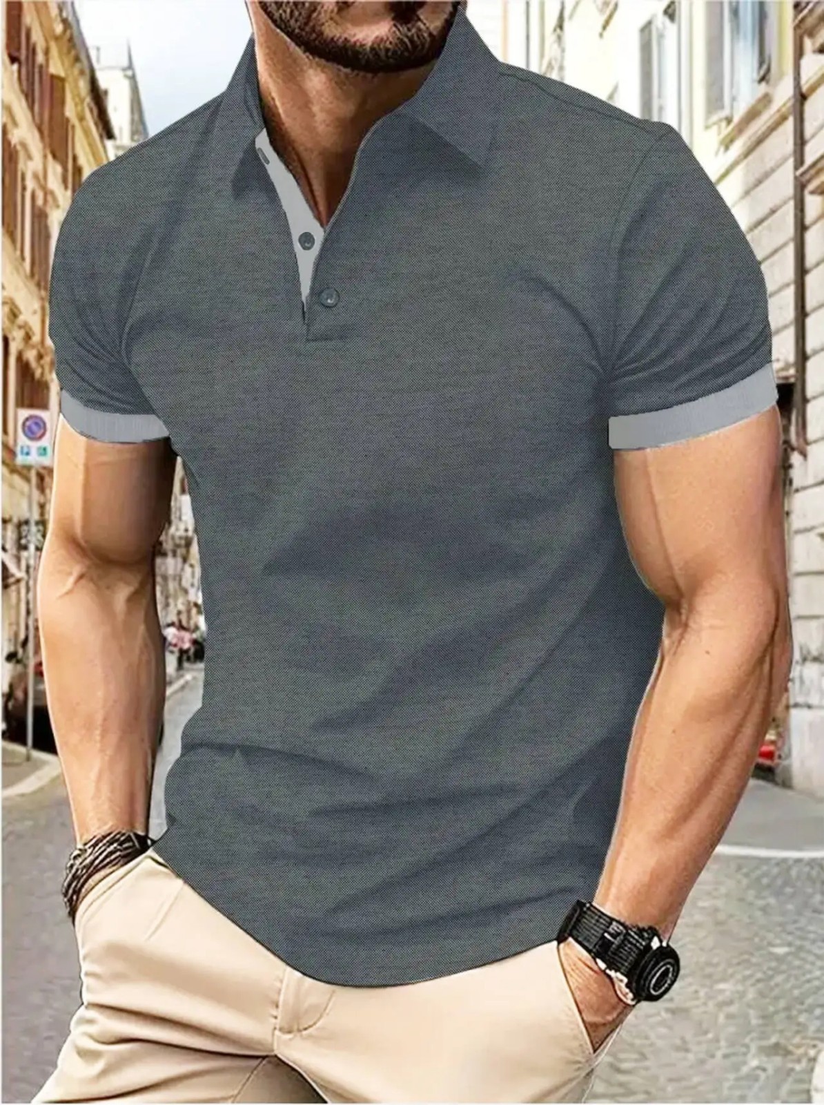 Men’s Trendy Short Sleeve Polo Shirt Casual T-shirt Tee Summer Fashion Gym Gift