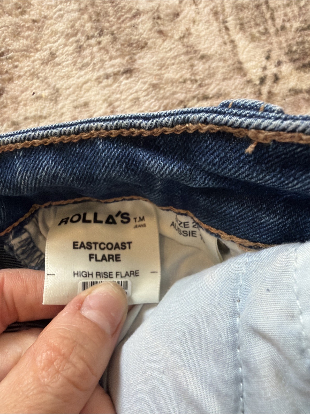 Rollas Women’s Eastcoast Flare Jeans High Rise, Dark Wash, Stretch, 27″