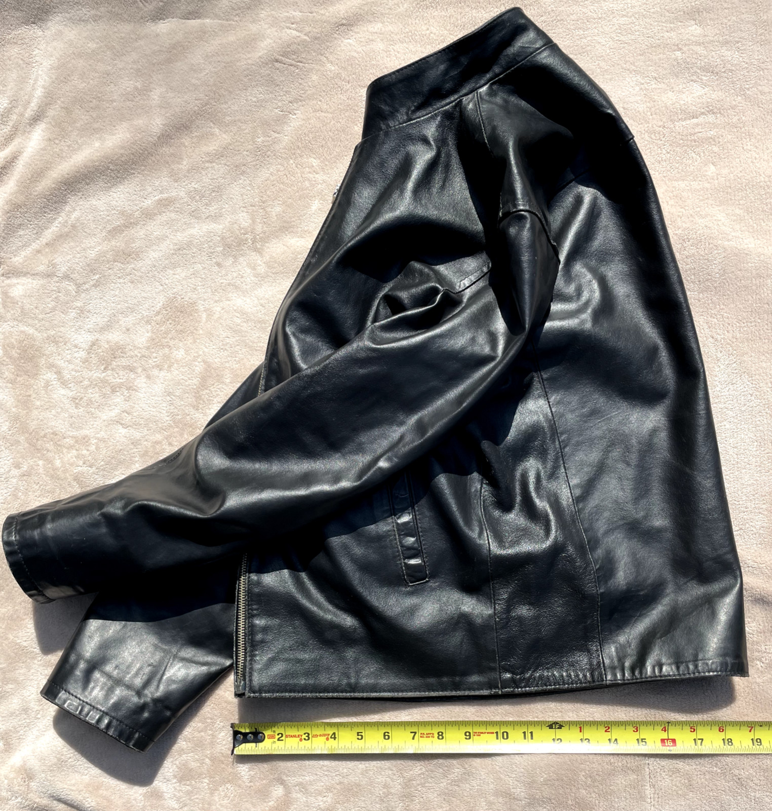 Vintage Vera Pelle Gardini Men’s Black Leather Jacket Zip Made In Italy size XS
