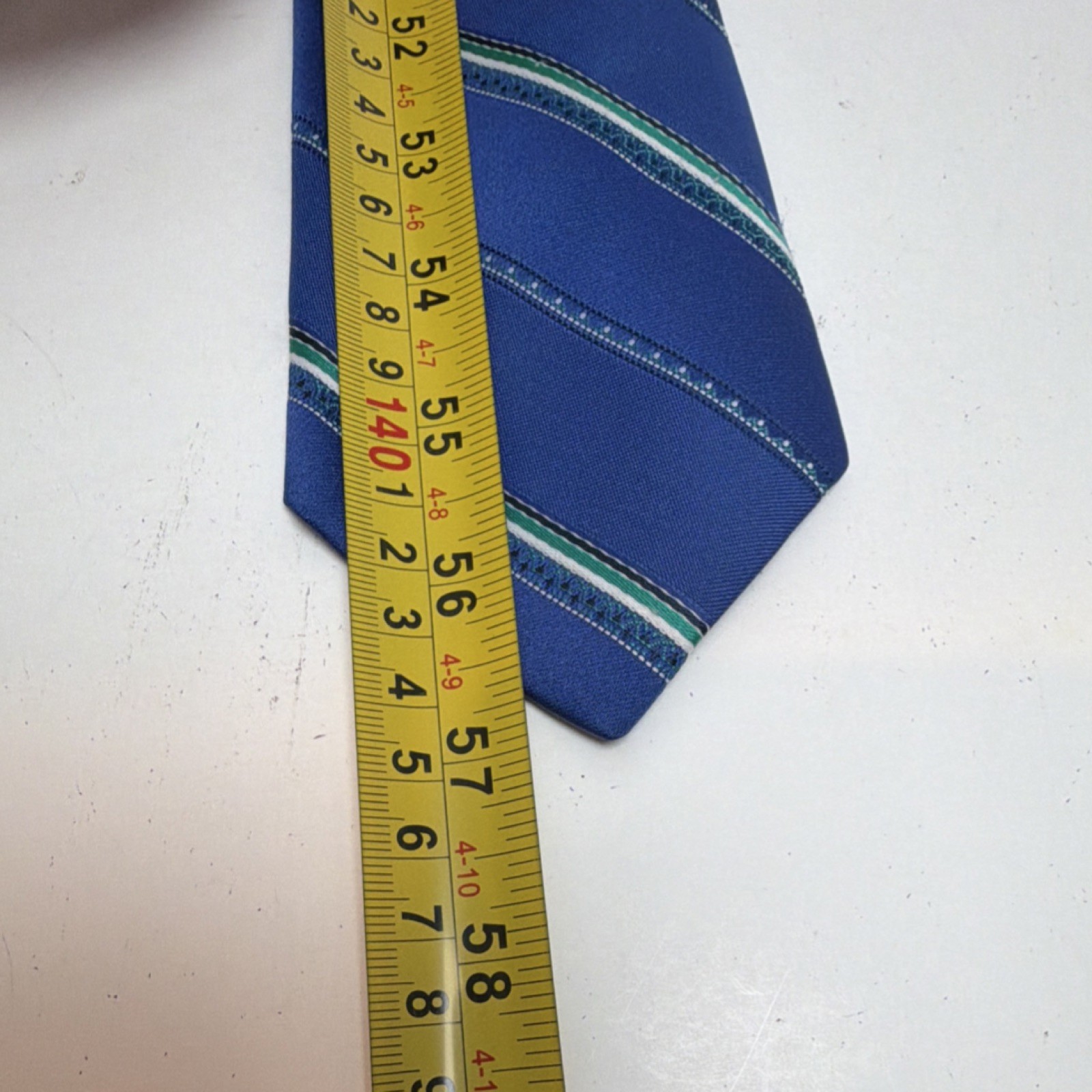 Envoy Men’s Blue Green White Striped Polyester Tie Classic Size 57-60″ x 3”046