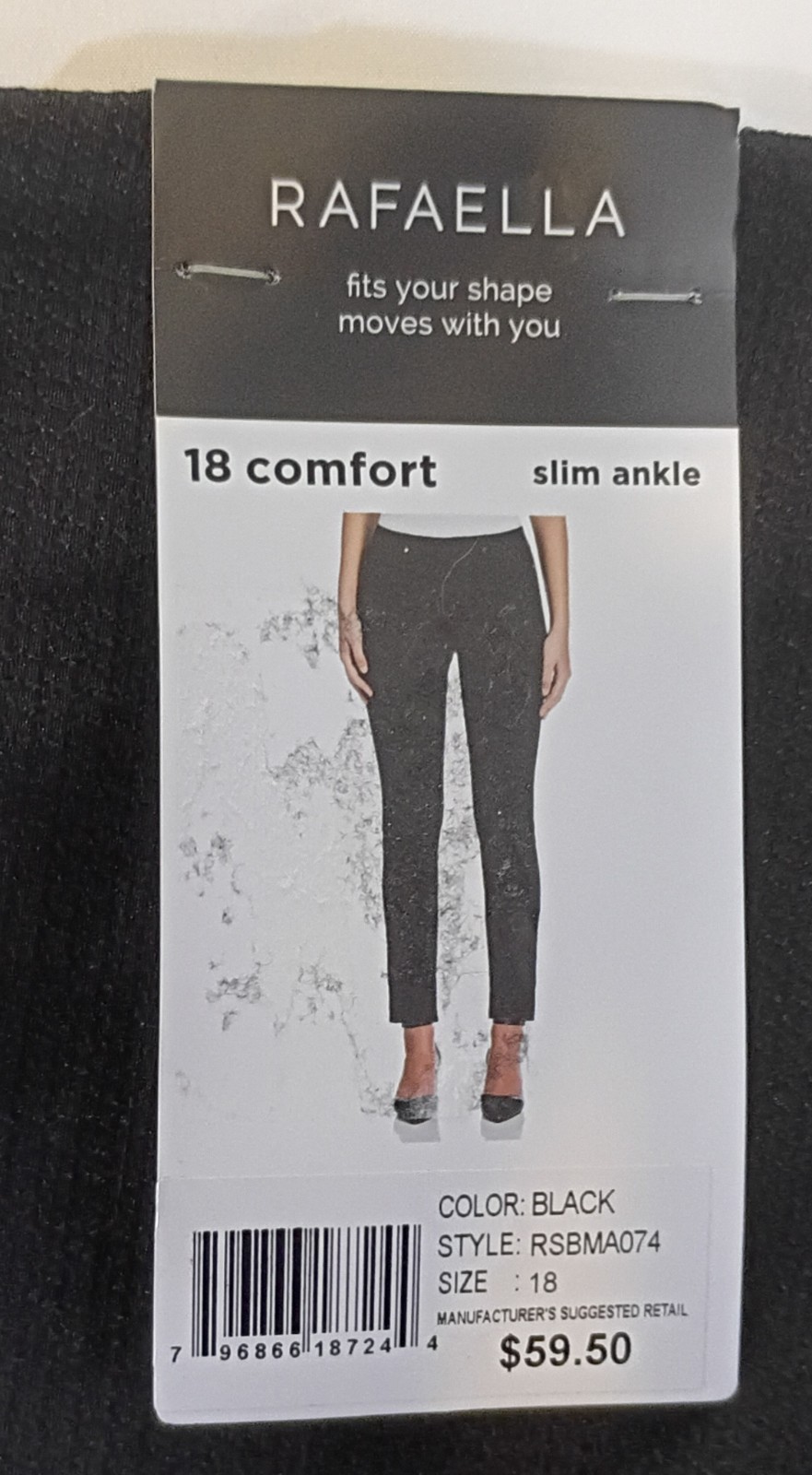 Rafaella Black RSBMA074 Slim Ankle Size 18 Comfort Pants