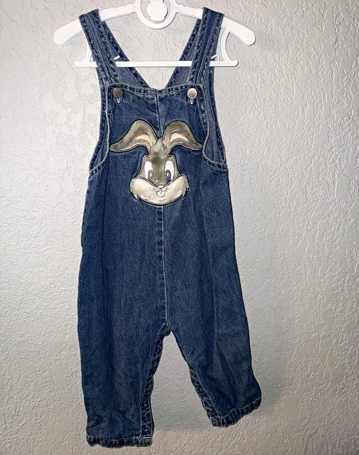 Vintage Y2K Looney Tunes Infant Overalls 18M Denim Carpenter Bugs Bunny