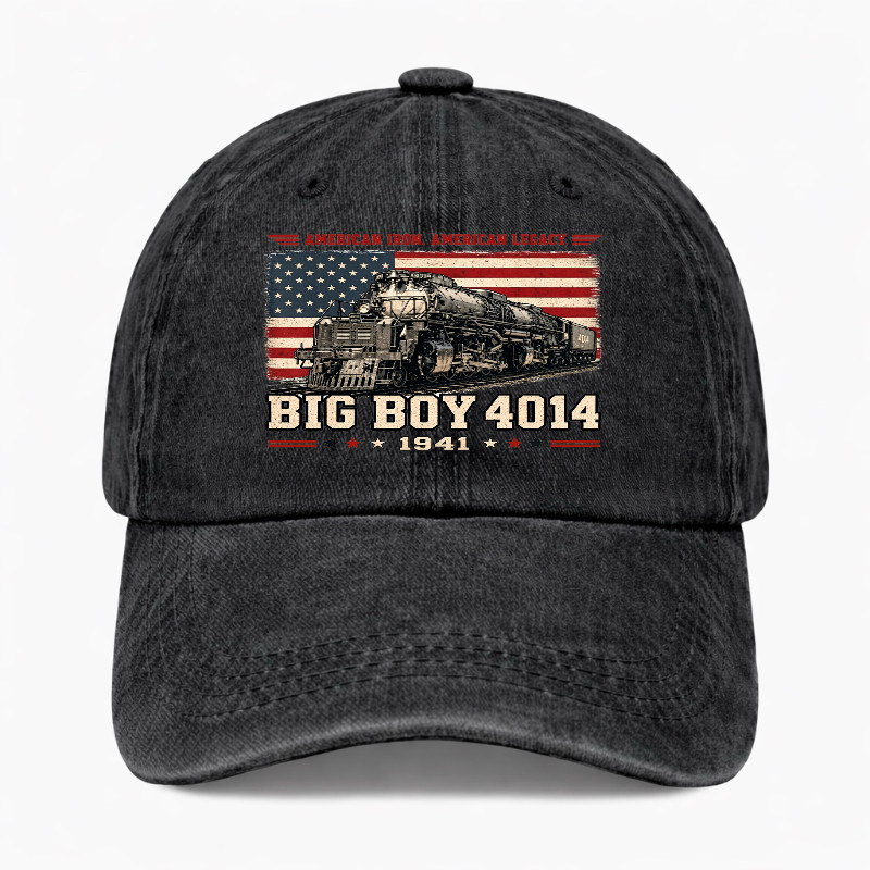 Big Boy 4014 Railroad Dad Hat Vintage Train Lover Adjustable Washed Baseball Cap