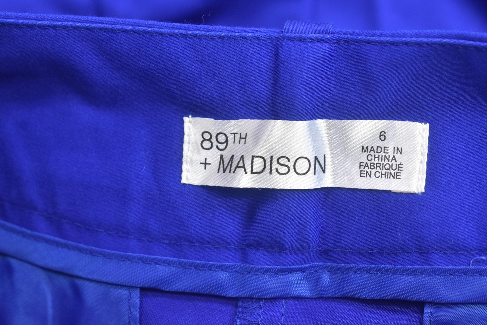 89th + Madison Pants Womens 6 Royal Blue Surf The Web Stretch Ankle Slim Fit