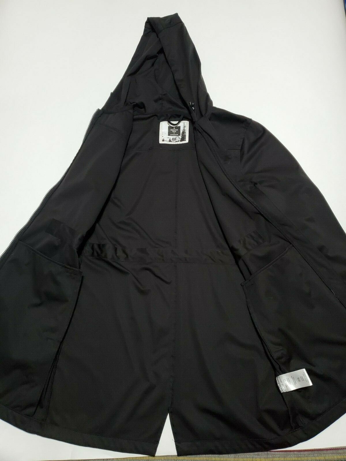 Freedom Trail By Kyodan Rain Jacket Womens Small Long Black Hooded Coat