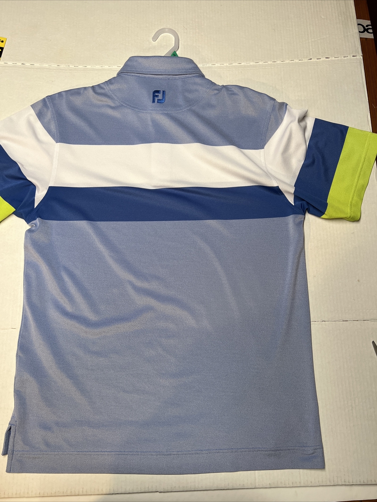Footjoy Golf Polo Shirt Men’s Medium Striped Colorblock Greystone Course Preppy