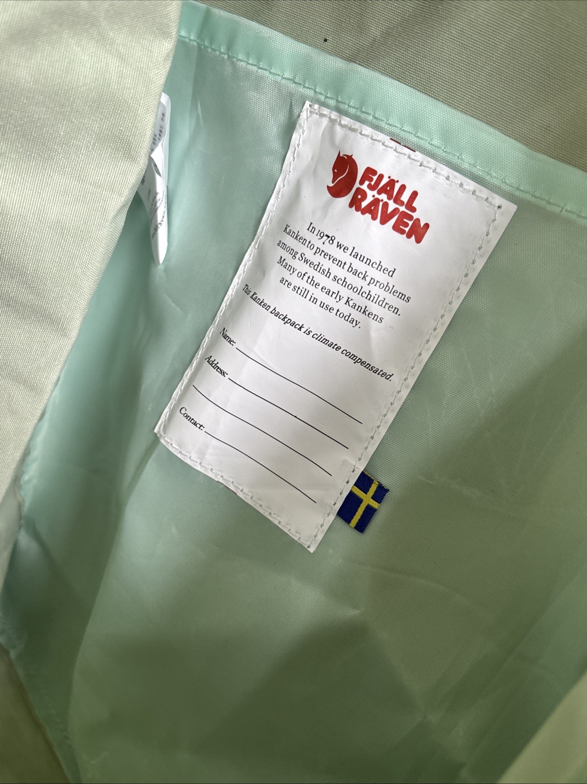 Fjallraven Mint Kanken Backpack Size 14×11.5 in
