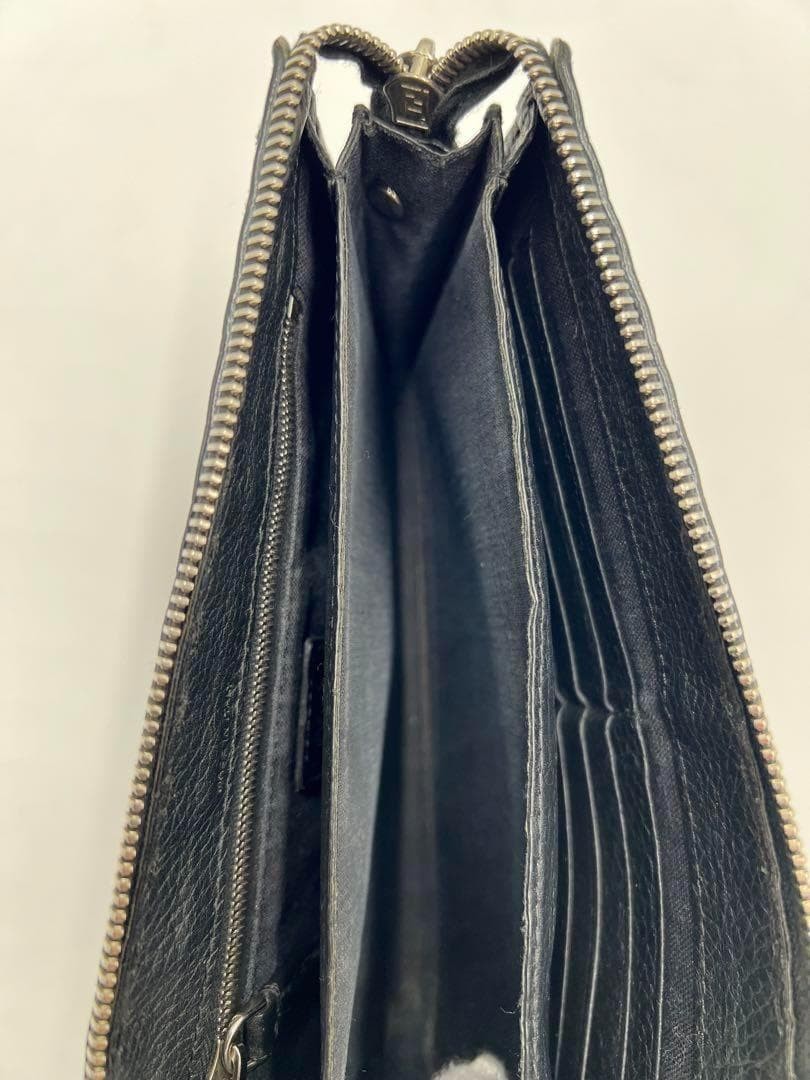 Fendi Monster Bag Bugs Eye Clutch Black Yellow Selleria Leather Pouch 9.1×5.9in