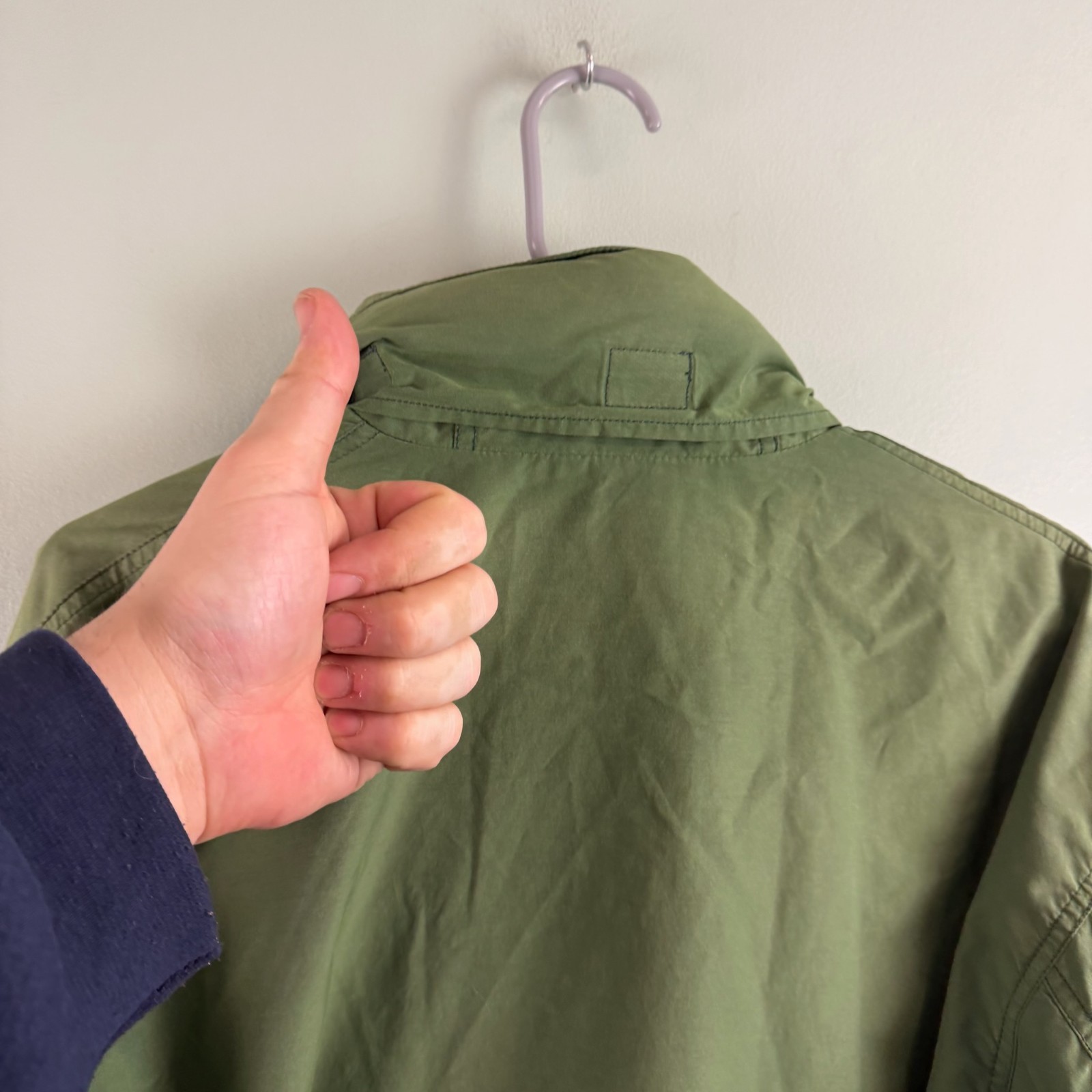 Vintage 90s Gap Fatigue Full Zip Cotton Blend Jacket Faded Lightweight Green