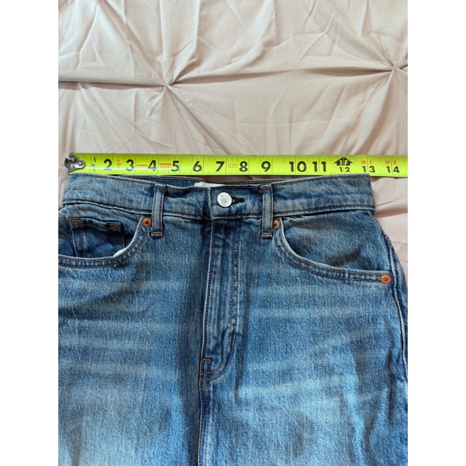Reformation Daria Ultra High Rise Denim Maxi Skirt Medium Wash Blue Size 26