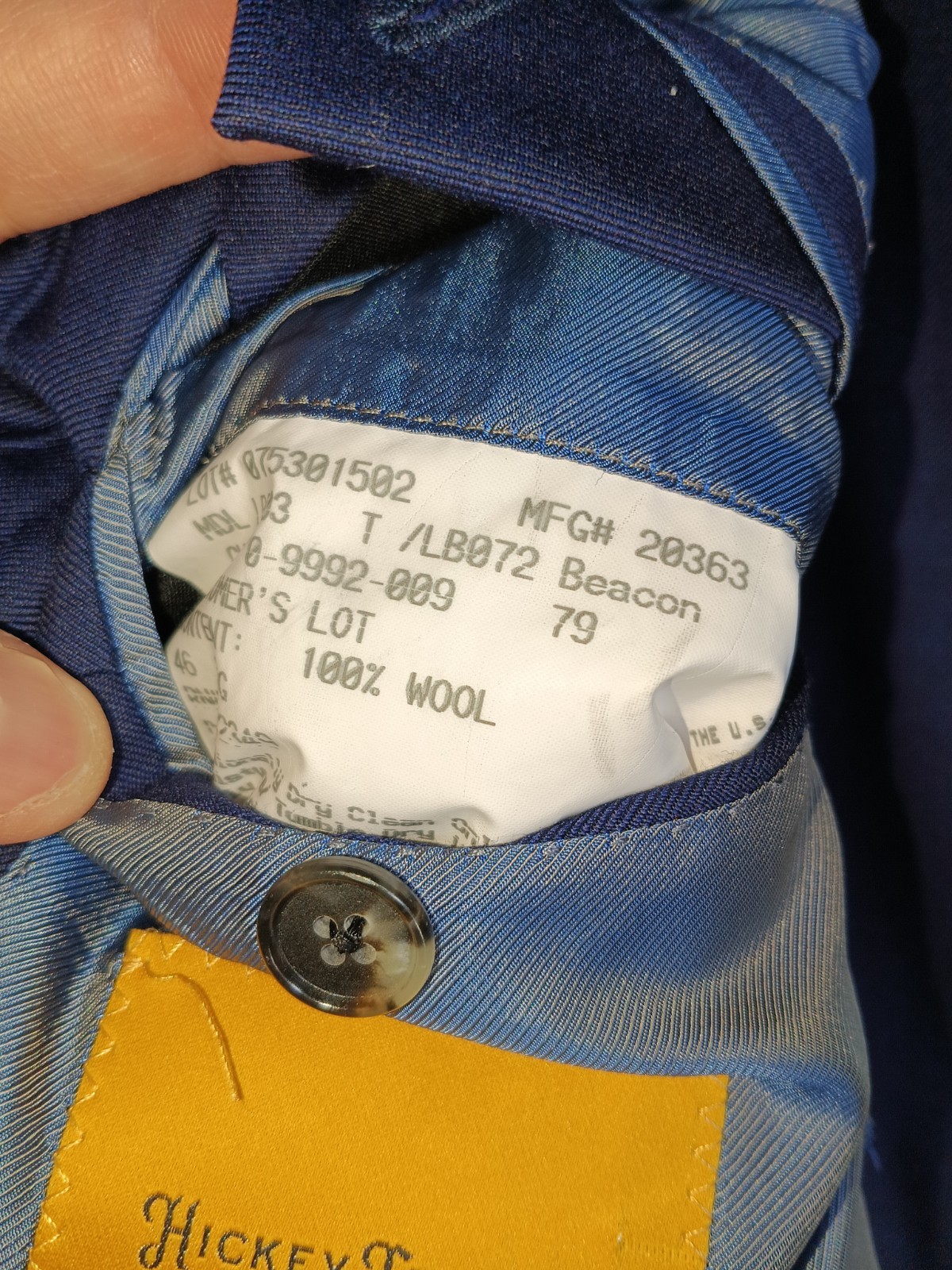 46r Hickey Freeman wool suit